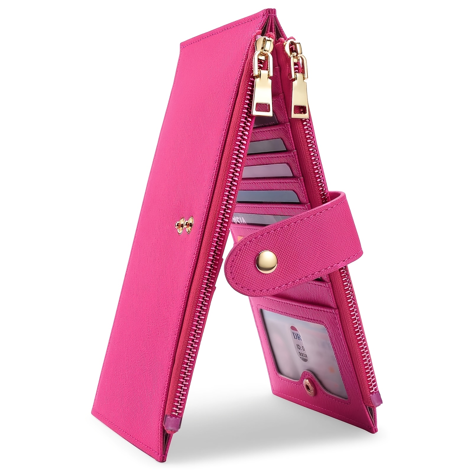 TEMU Simple Large-capacity Women's Card Holder, Multi-card Slot Phone Pouch, Long Zipper Wallet, Multi-functional Money Clip, Travel Passport Holder,