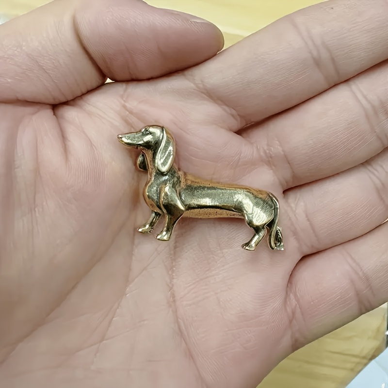 Image of Collectible-grade Statue, 1pc Vintage Metal Dachshund Figurine, Desk Ornament, For Pet Lovers - Classical Style Home Decor