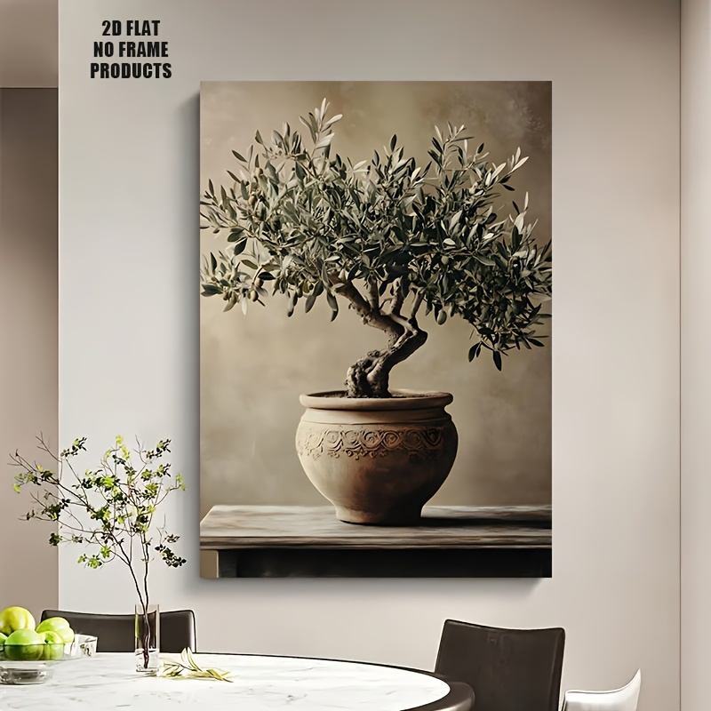 TEMU 2d Flat, 2d Flat, 1pc, No Frame, Multiple Sizes , Canvas Painting; Print: Plant Still Life Poster, Decoration For Home Bedroom, Kitchen, Living