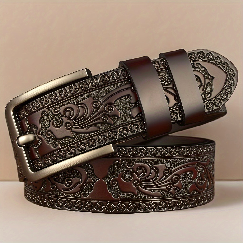 

Men' Cowhide Leather Belt With - Fashionable Business & , Perfect Gift For Dad Or Husband