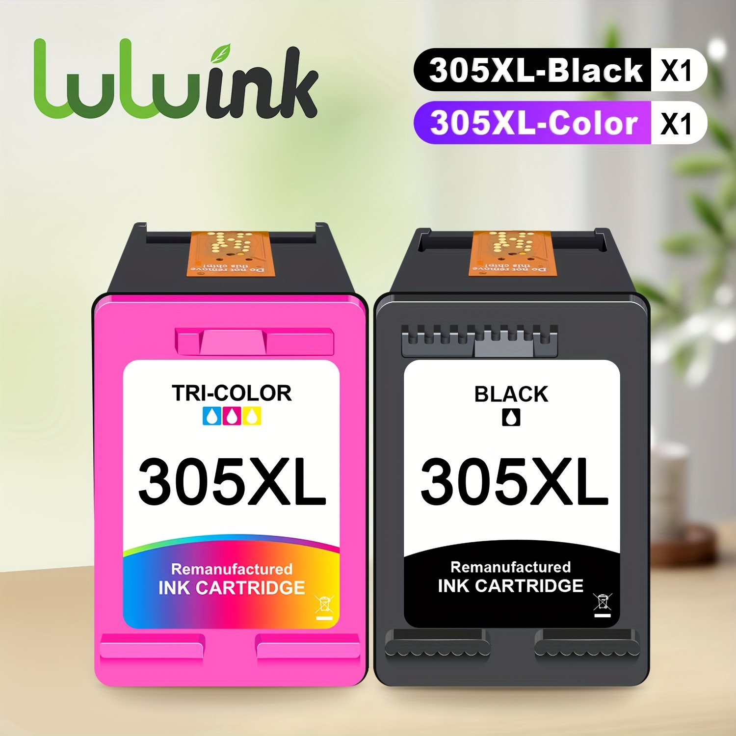 

High-yield 305xl Remanufactured Ink Cartridges, Compatible With Hp Printers 2700/4100 Series & More - Black & Tri-color, 20ml & 19ml Capacity