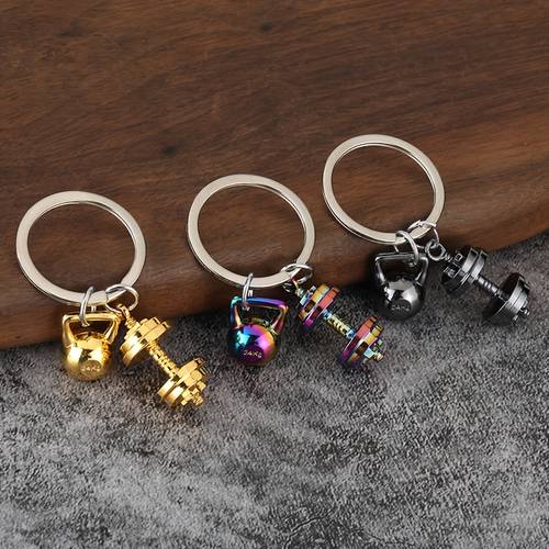 creative dumbbell shaped alloy keychain realistic sports design durable alloy ideal for bag decoration unique gift for friends bag decoration accessory design durable alloy dumbbell keychain lanyard keychain for men