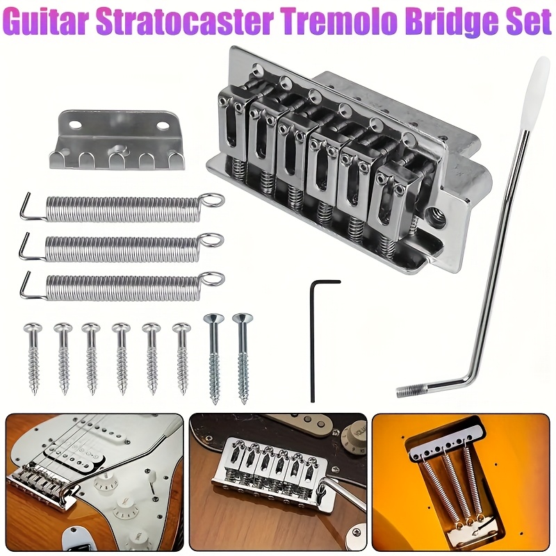 [Alloy Guitar Bridge Set] Alloy Single Bridge and Tail Block Set for Electric Guitar | Vibrato System with Screws and Tools, Suitable for 6-Series