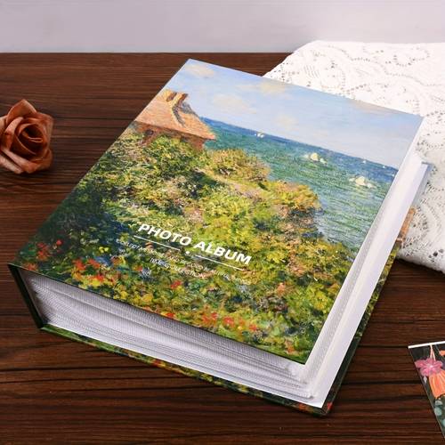 200pcs 6 inch single volume large capacity western style retro oil painting retro architecture beach series large capacity landscape photo album instant photo storage card book