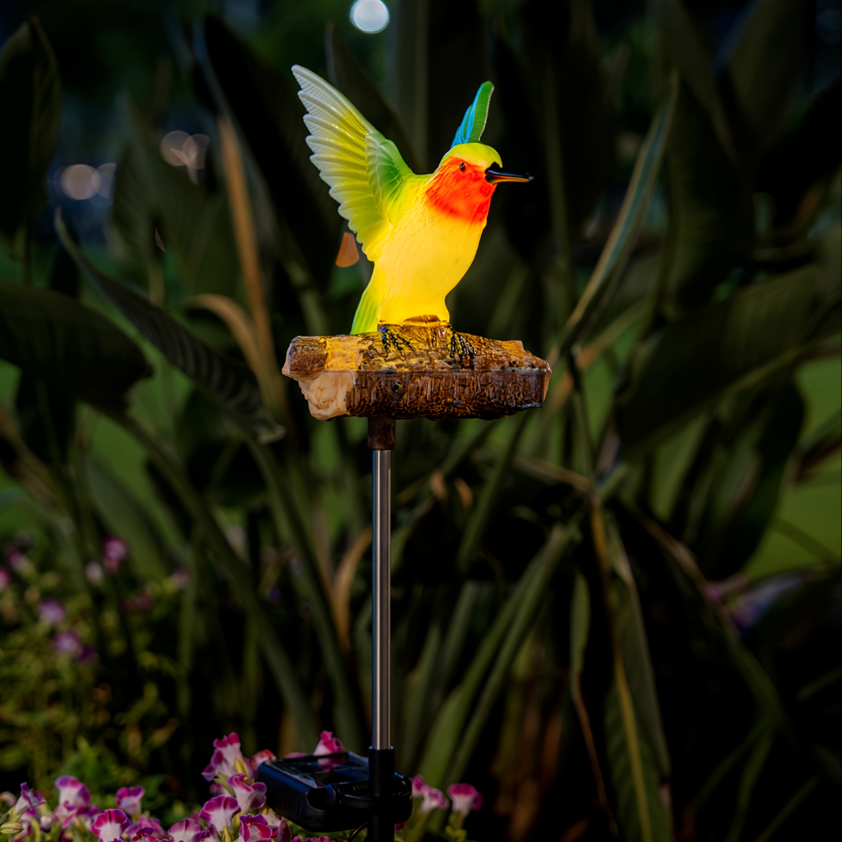 TEMU Outdoor Garden Solar Statue Light, Outdoor Solar Garden Stake Light, Garden Solar Hummingbird Statue Stake Light, For Pathway Patio Yard Decor