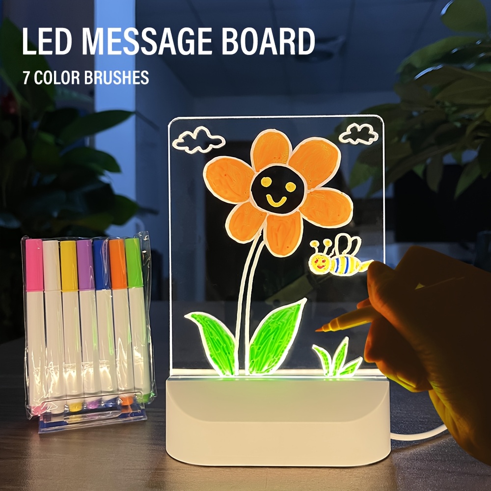 

[decorative Charm] Lihangstar Led Acrylic Message Board With Brushes - Erasable, Usb-powered Drawing Board For Bedroom Night Light, Birthday Gifts & Bar Advertising | Desktop Decorative Light