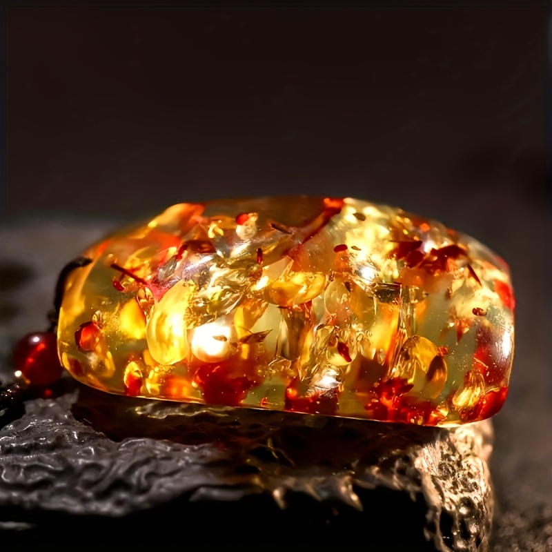 TEMU Ziquexsite Elegant Vintage-inspired Amber Pendant With - Handmade, 1.5-2.5cm, Men's Jewelry, Vintage Jewelry