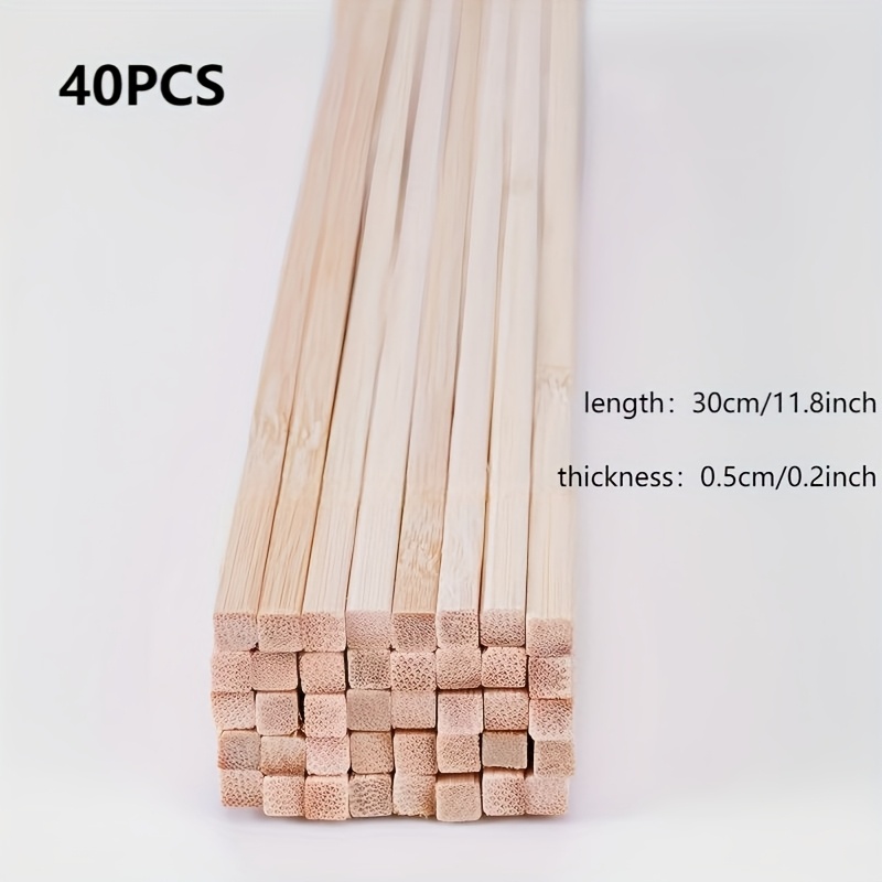 Image of A Pack Of 40pcs, 30 Centimeters Long, 5 Millimeters Thick, And Carbonized Square Bamboo Sticks, Craft Sticks For Projects, Scene Model Making, And Architectural Model Construction