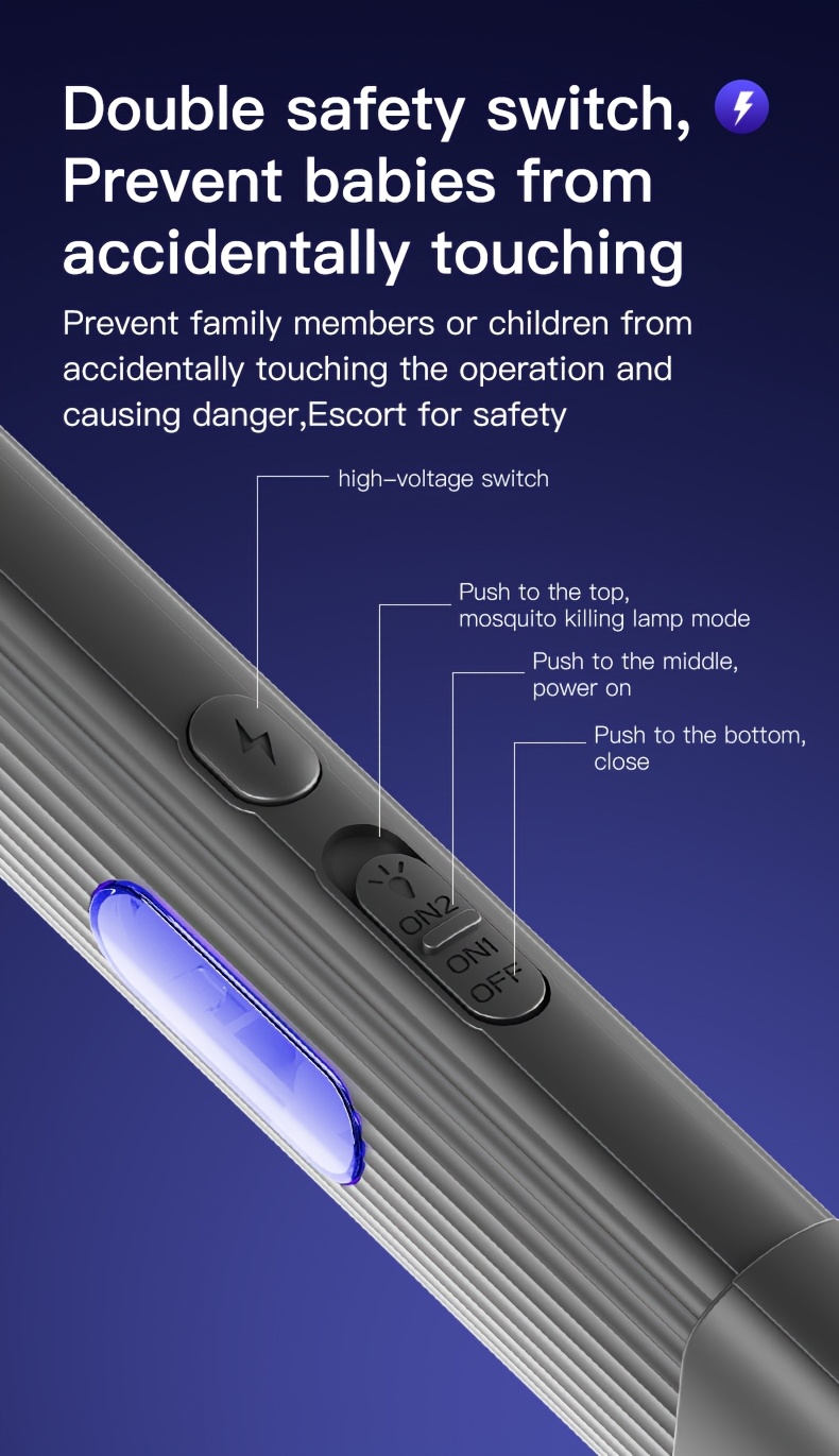 Electric Mosquito Swatter With Purple Light And Retractable Handle_voghion.com