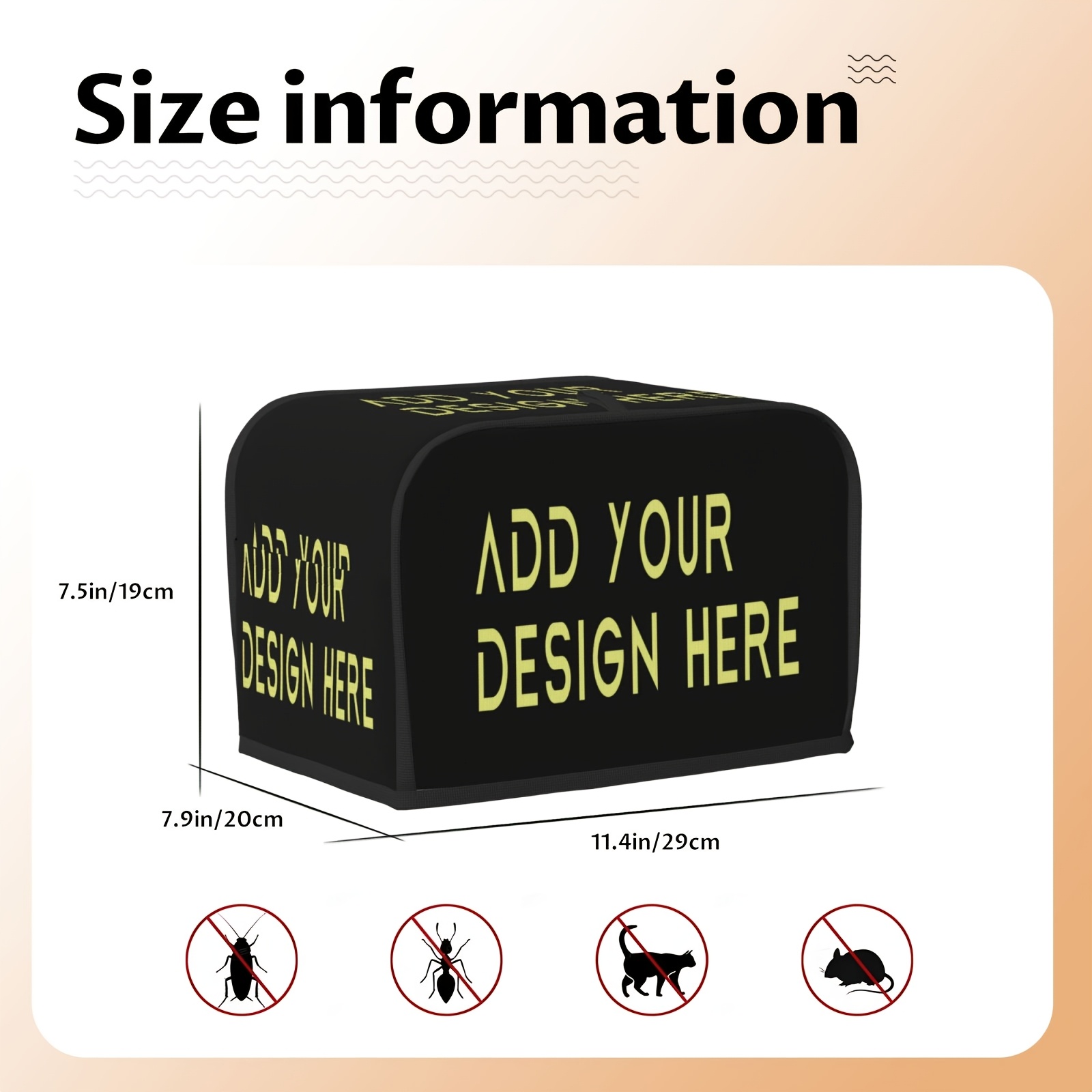 TEMU [thoughtful Gift] Customizable Toaster Cover - Stylish Black Oxford Cloth Bread Maker With Personalized Design Area, Fit For 2- & 4- Toasters,