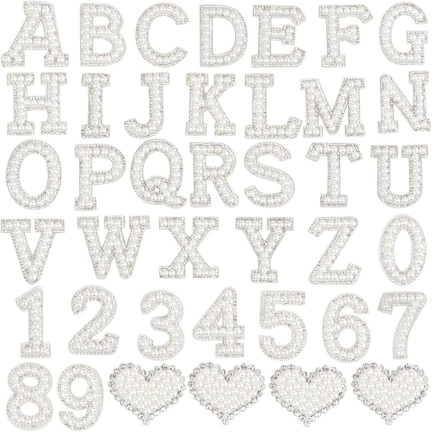 E-shop 40 Stk. Strass-Alphanumerische Liebes-Patches, selbstklebend A-Z, Alphabet-Aufnäher für Kleidung, Stoffe, Rucksäcke