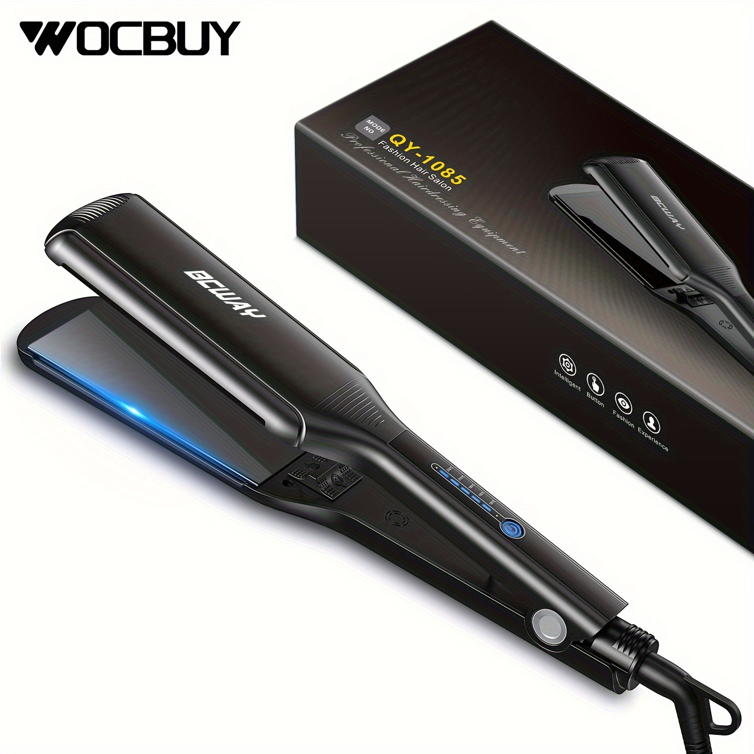 

Wocbuy Professional Hair Straightener, 2.16'' Extra-large Floating Titanium , Anti-static 30s Instant Heating Straightening Iron With 5 Adjustable For All Hair Types