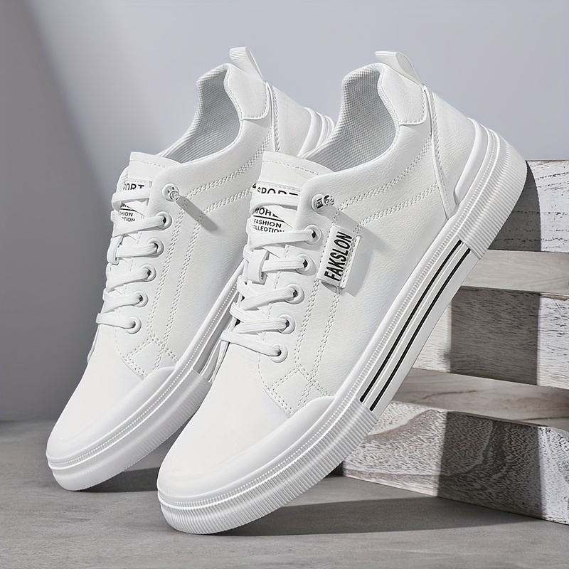 Men'S Casual Sneakers - Spring 2025 Fashion, Versatile Low-Top Lace-Up Shoes with Elastic Round Toe, Faux Upper & PVC Sole for Casual Attire, Work, and Street Style, Allseason Shoes | Modern Casual Shoes | Durable PVC Sole, Skate Shoe