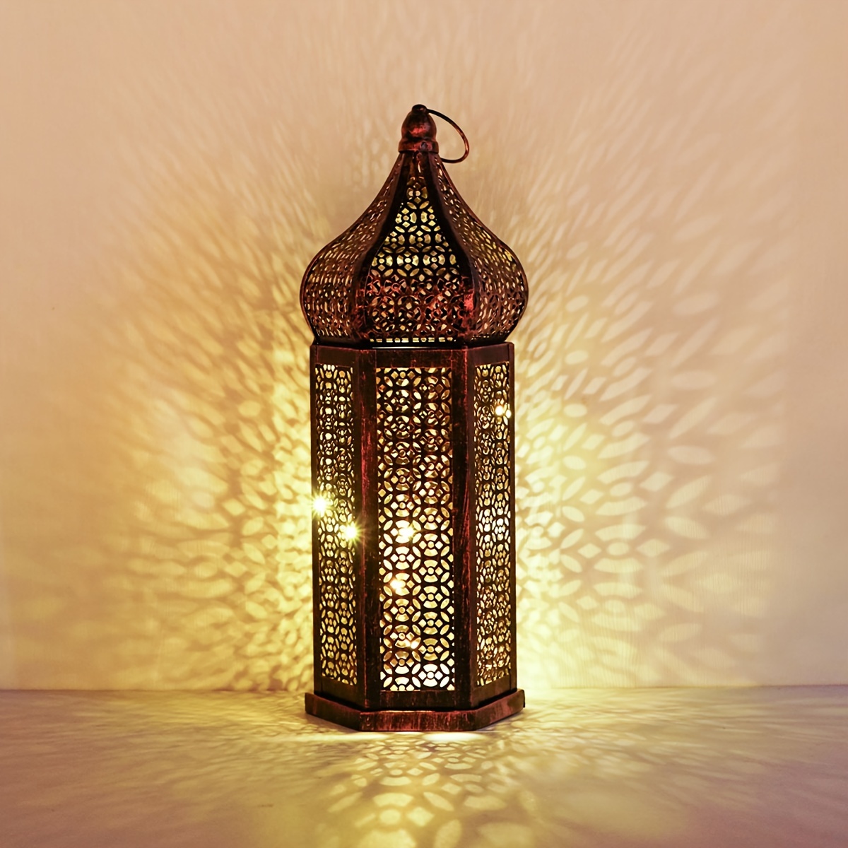 Metal Moroccan Wind Lamp Retro Led Lantern Desktop Home - Temu