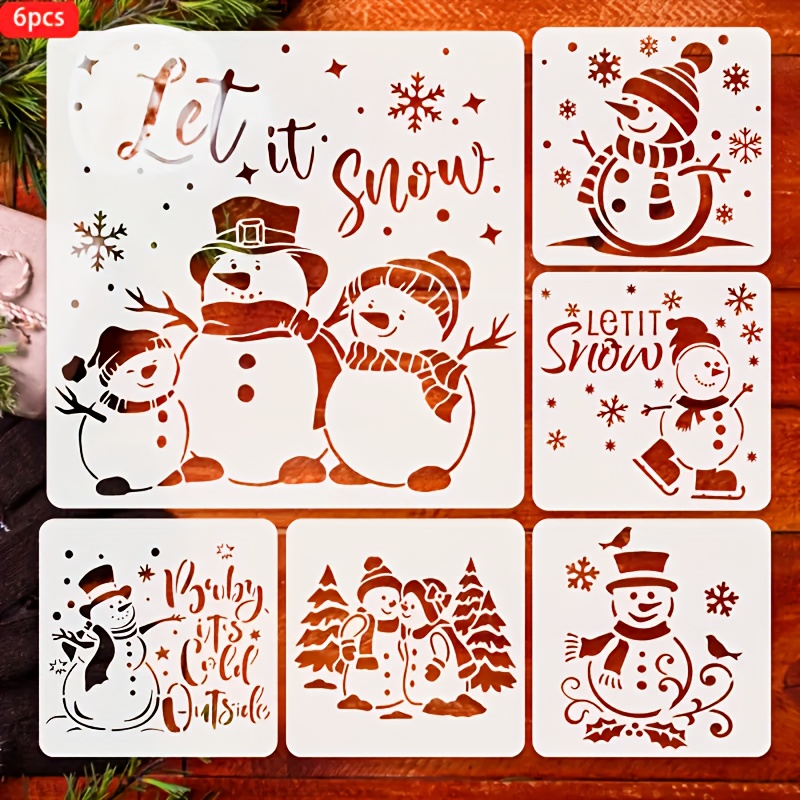 TEMU 【6枚セット】クリスマス 絵画テンプレートセット。大きめ1枚と小さめ5枚のパターン組み合わせ。初心者向けで、キャンバス、木製ボード、タイル、ガラス、紙などに絵を描くのに最適。