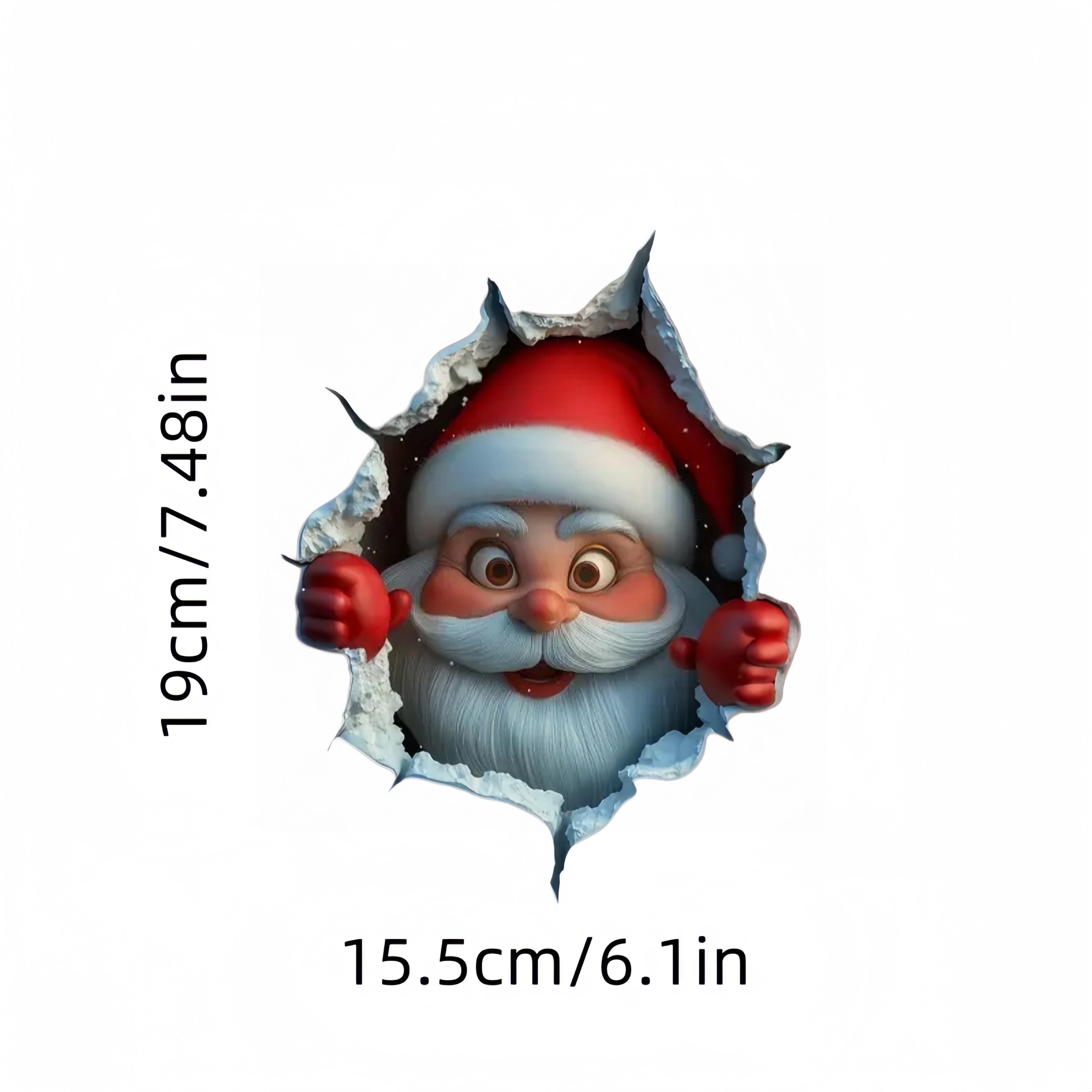 5 stuks 3D muurbrekende kerstmansticker, 3D kerstman breken de muur ontwerpen pellen en opplakken kerstmis, 3D zelfklevende vinylsticker, Kerstmis