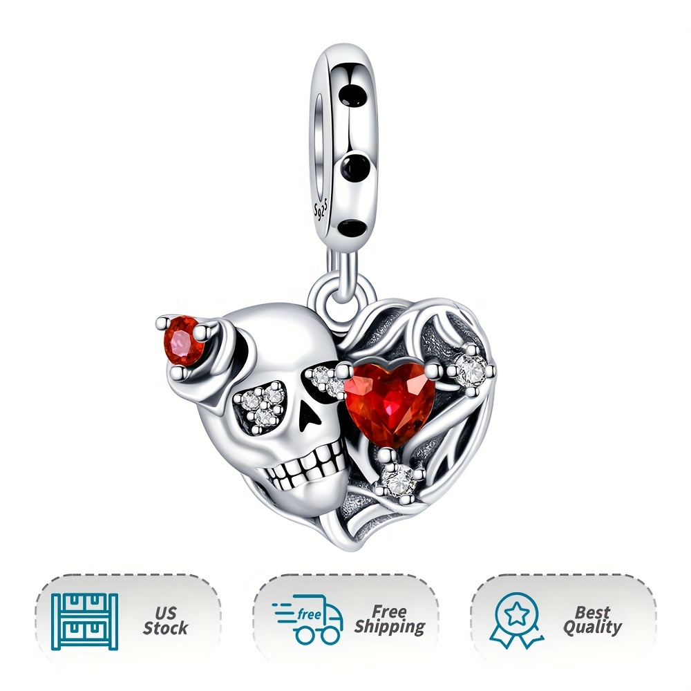 

Women Authentic Skeleton Heart Dangle Charm 925 Sterling Silver Pendant Charm For Moment Bracelet & Necklace Holiday Diy Gifts