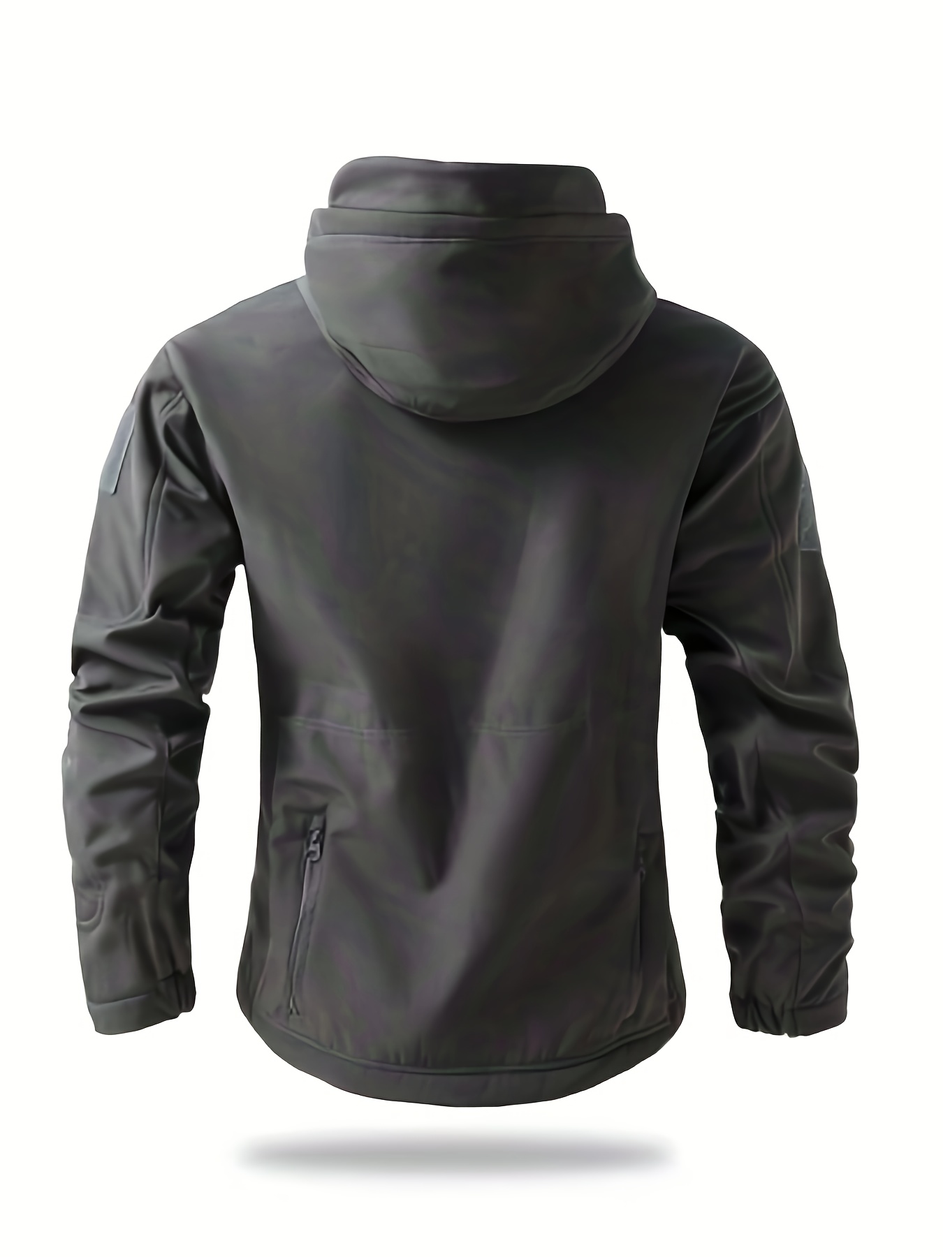 Men's Winter Softshell Jacket with Hood, Pocketed Trench Coat