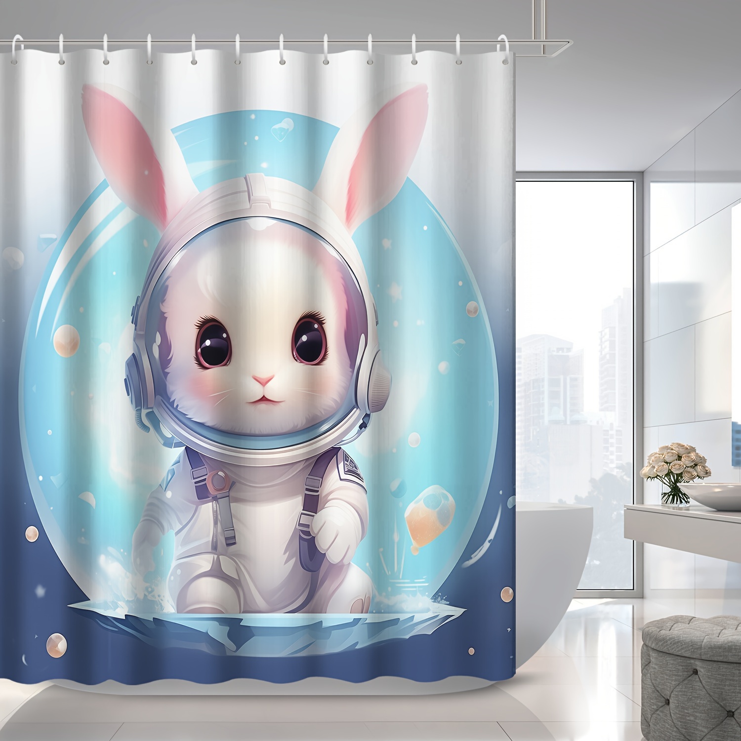 1pc Easter Rabbit Egg Pattern Shower Curtain Waterproof And - Temu Australia