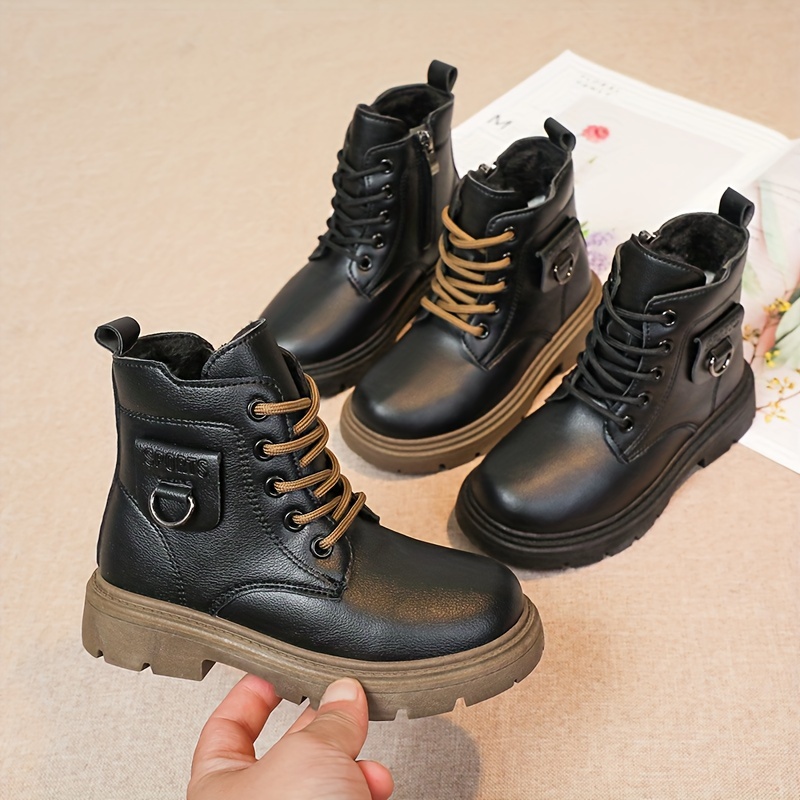 boys winter boots zipper closure durable rubber sole warm Temu