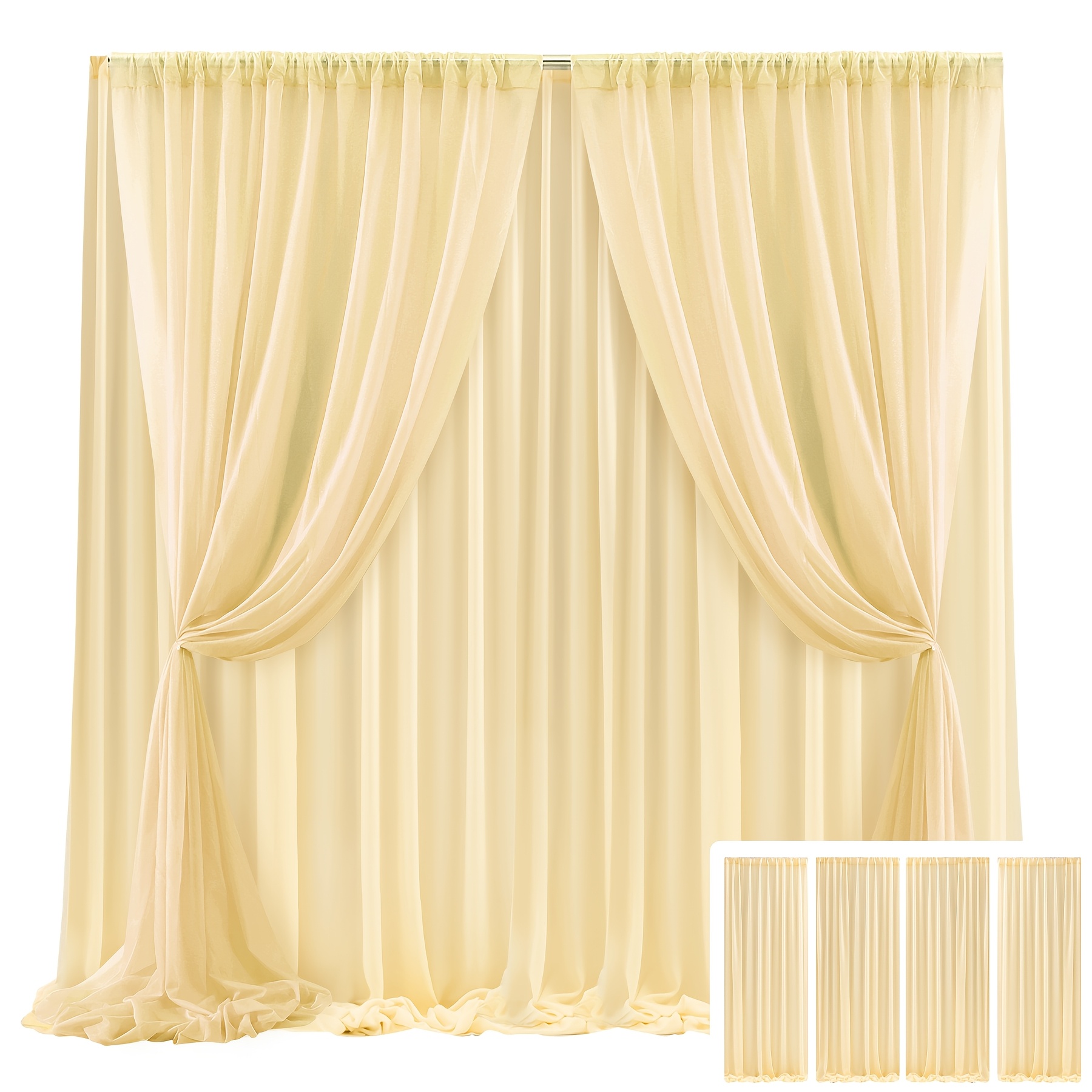 Image of 4pcs Of 5* Flexible Polyester Background Cloth, Smooth And Skin-friendly, Drapes Without Wrinkling, Durable And Easy To Store. Used For Wedding Decoration And Indoor Family Shooting Scenes.