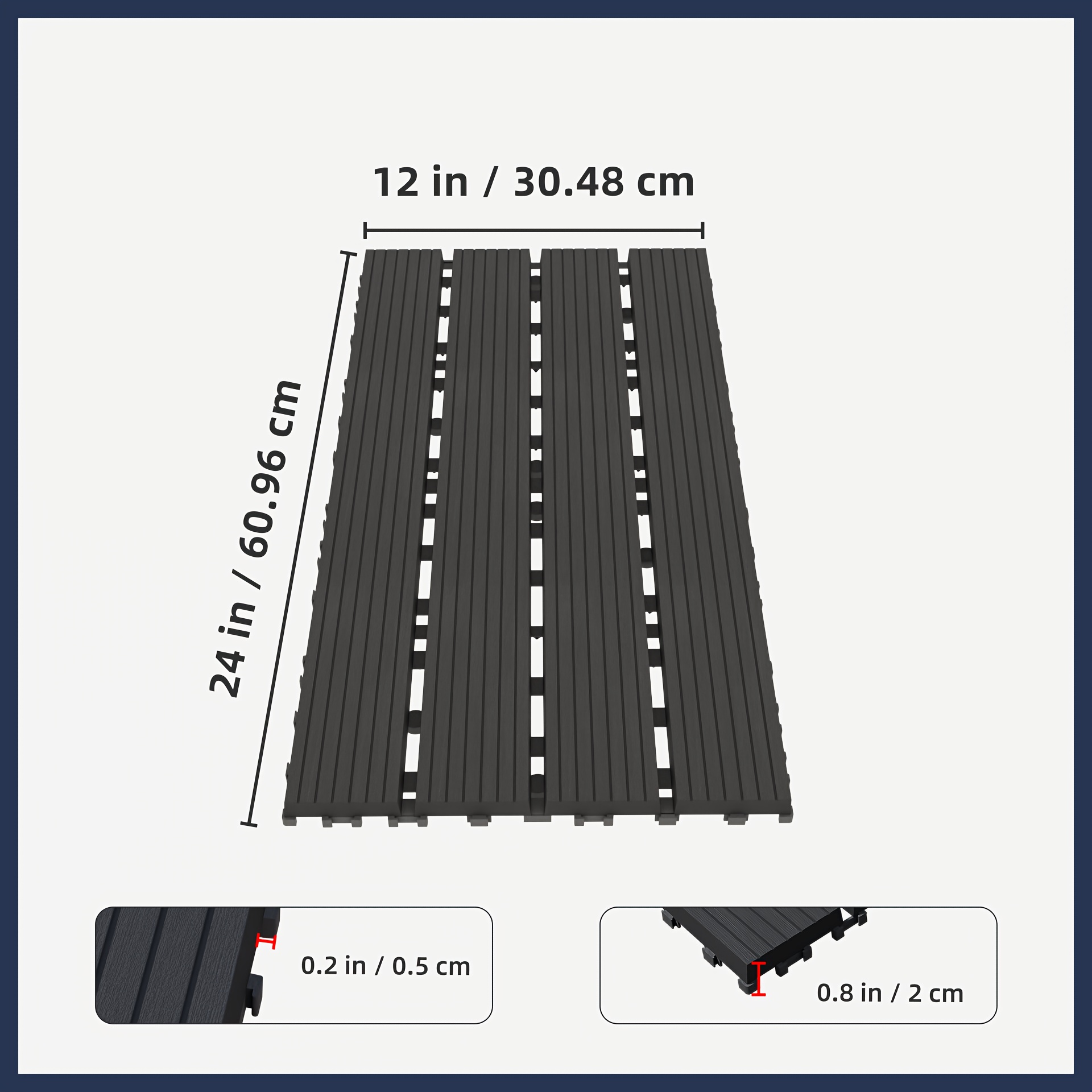 TEMU Upgraded Interlocking Plastic Patio Tiles, 12 X 24 Inch Square Tiles, 10pcs Per Pack, Made Of Durable Pp Material, With Installation, Easy To