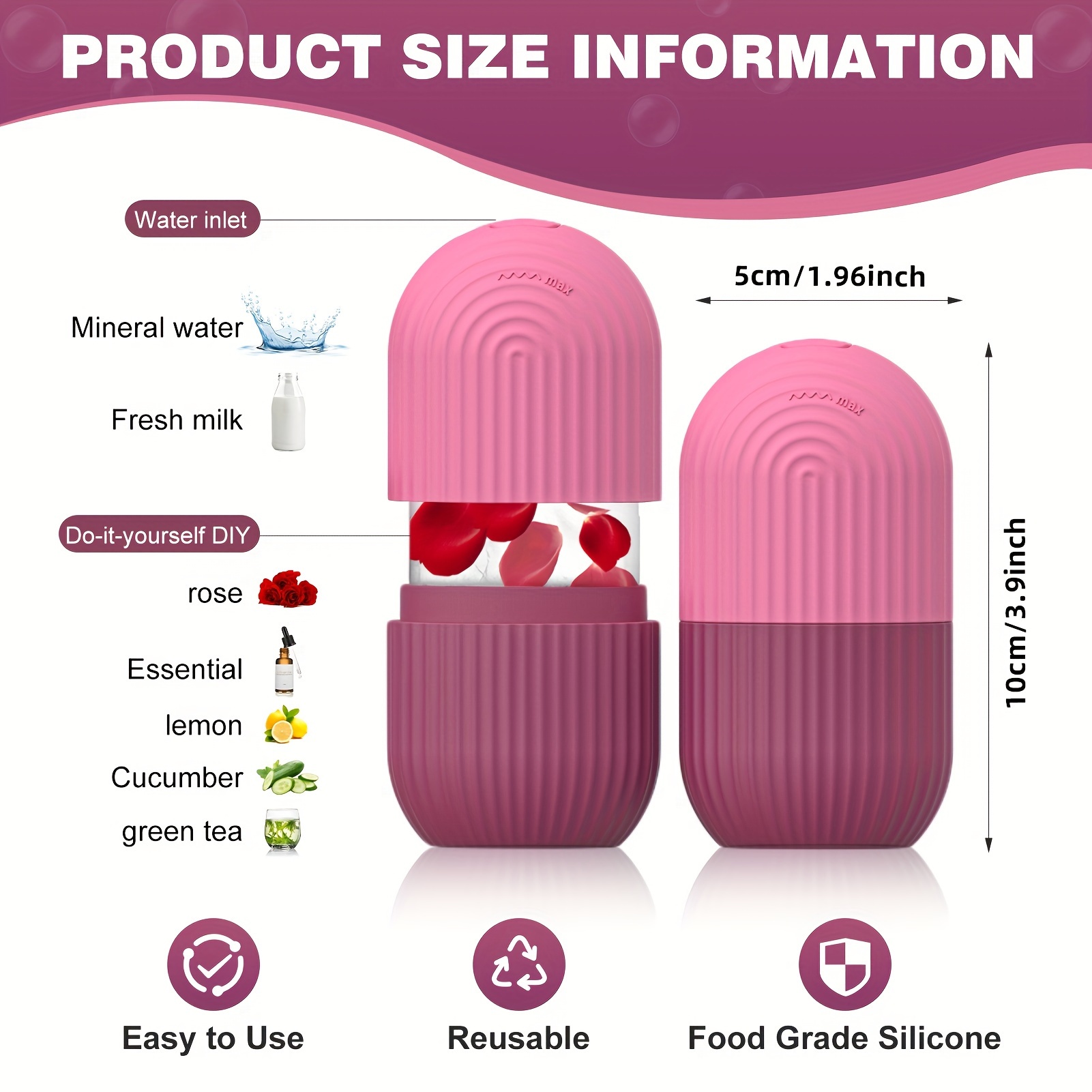 1st kerst-thema gestreepte siliconen ijs gezichtsroller - geurvrij, batterijvrij huidverzorgingstool 4