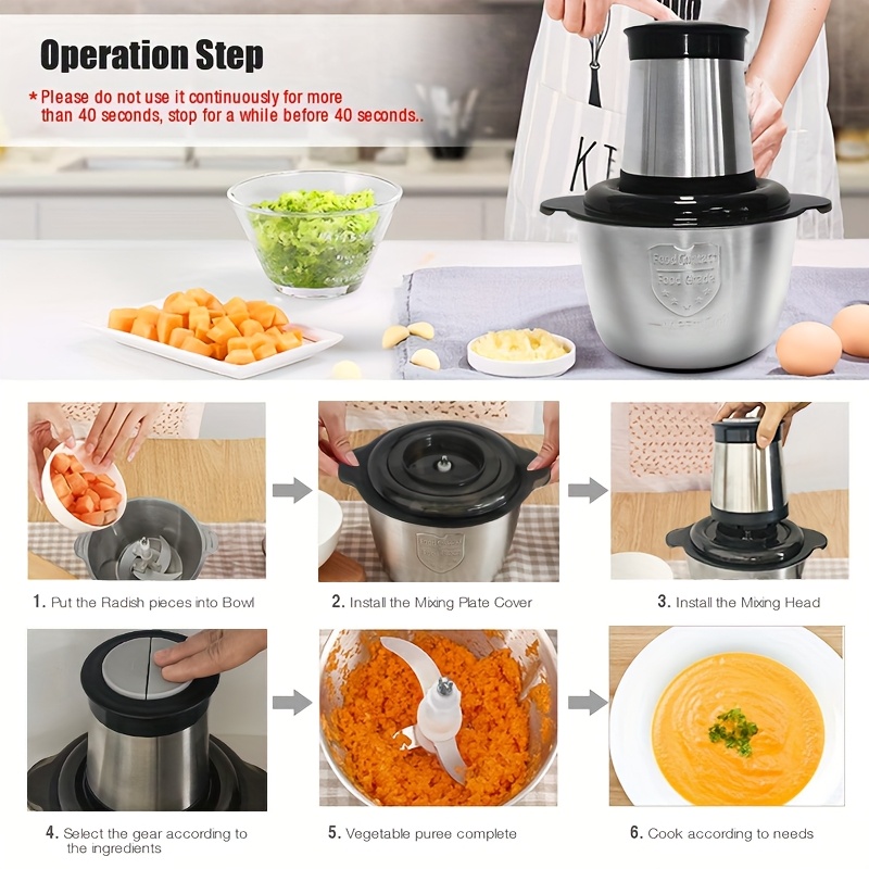 electric food processor meat grinder with   2 speed heavy duty motor 26000 rpm 2 capacity chopper for vegetables fruits baby food meat garlic fast   compact suitable for commercial use Product details 3