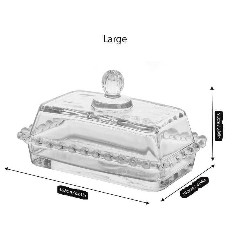 TEMU Glass Butter Plate, In 2 Sizes, Preserving And Dust-proof Box, Butter Plate, Butter Plate With Lid, Cake Plate, Dust-proof Cover, Glass Dome,