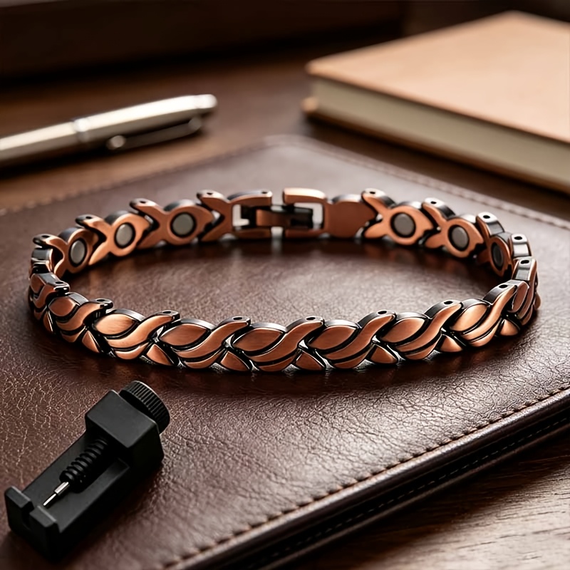 TEMU 1pc Copper Magnetic Bracelet Chain And Size Adjustment Tool, Bohemian Retro Style, Exquisite Gift