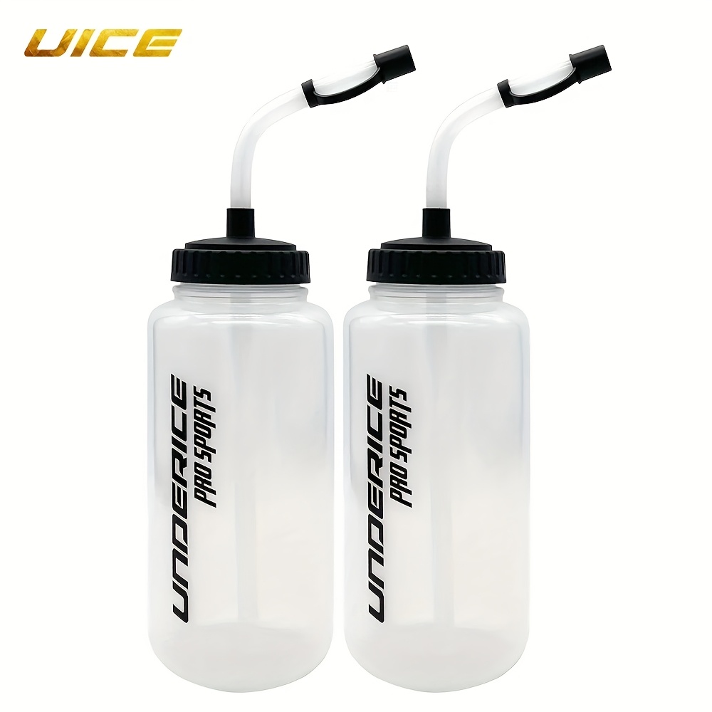 TEMU Under Ice 1000ml Bpa-free Sports Water Bottle With Long Straw - Squeeze Design For , Soccer, Ice Hockey & Boxing - Durable Pp/ldpe, Hand Wash