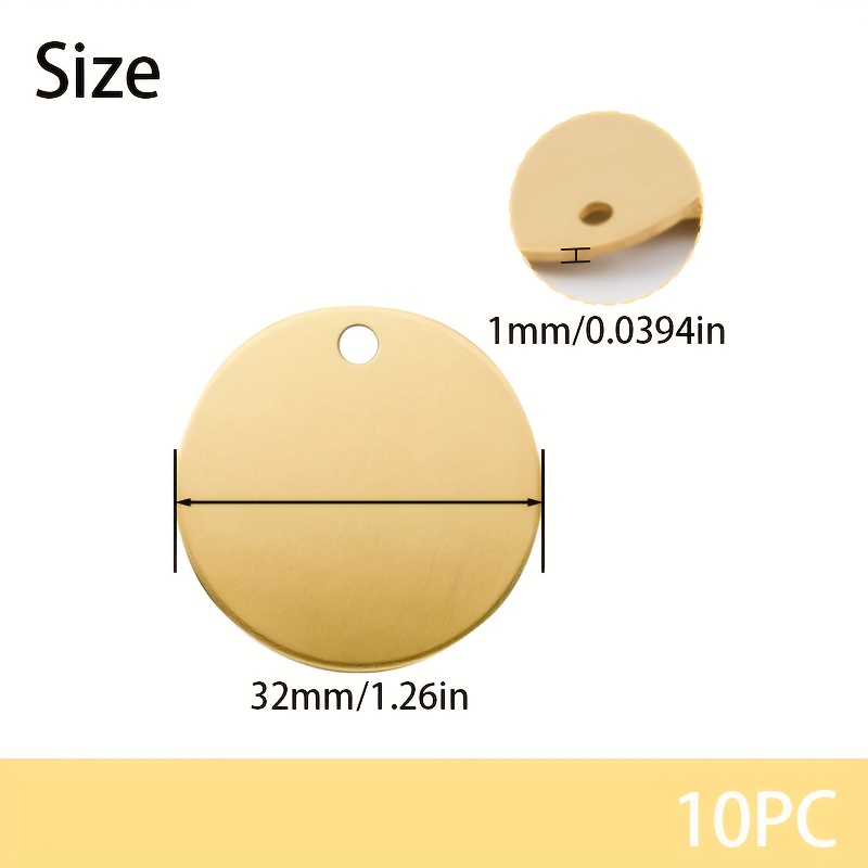 TEMU High-quality Perforated Copper Washers, 1mm Thick, With Diameters Of 32mm, Blank Discs Stamped With Perforations Suitable For Crafts, Decorative