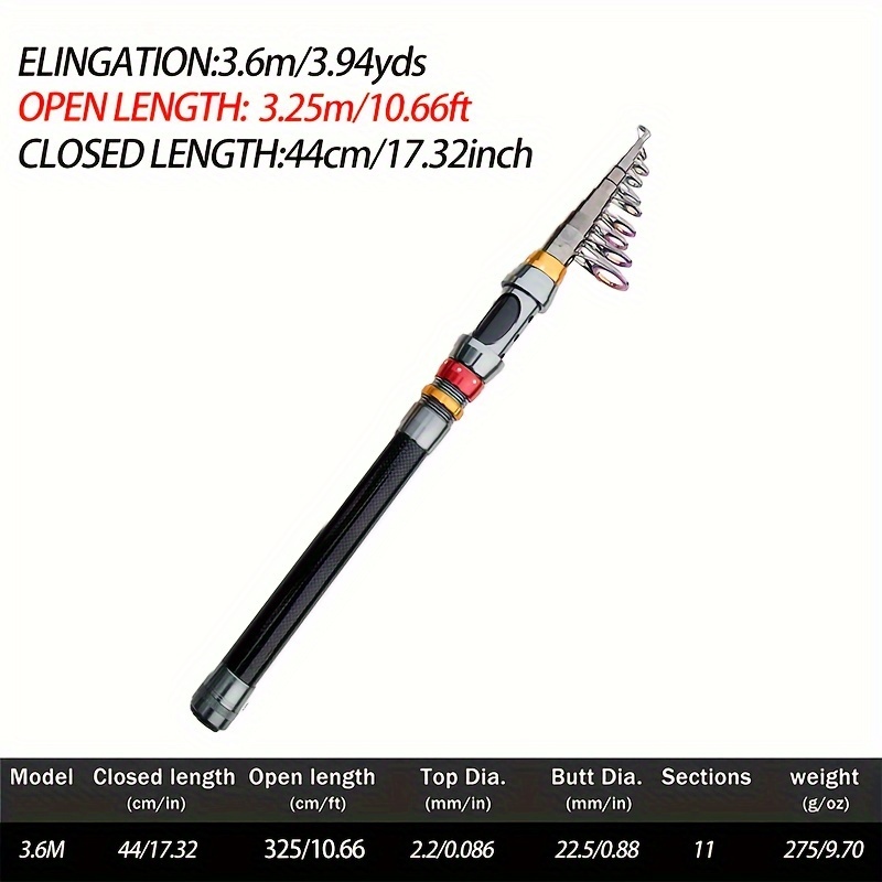Image of Carbon Fiber Hard Telescopic Fishing Rod Big Ring Lure Carp Travel Ocean Spinning Fishing Rods
