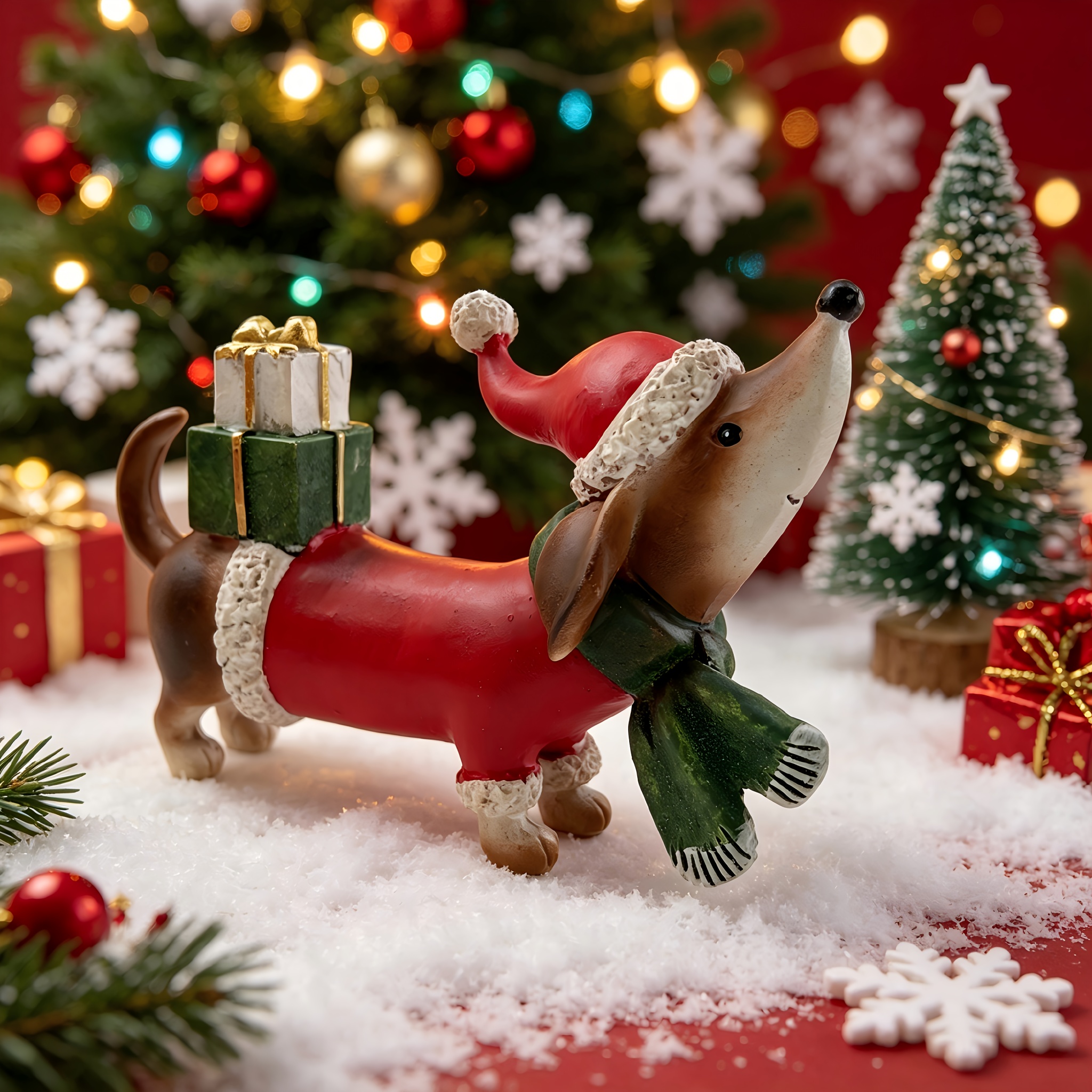 TEMU Christmas Dachshund, Indoor/outdoor Decoration For Christmas, Suitable For Desktop/christmas/window/gift Box/gift