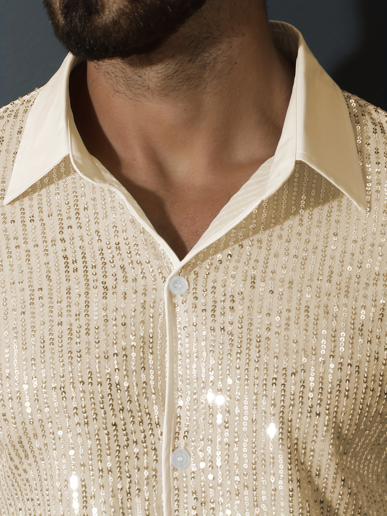 mens retro sequin short sleeve shirt summer party nightclub - Temu Poland