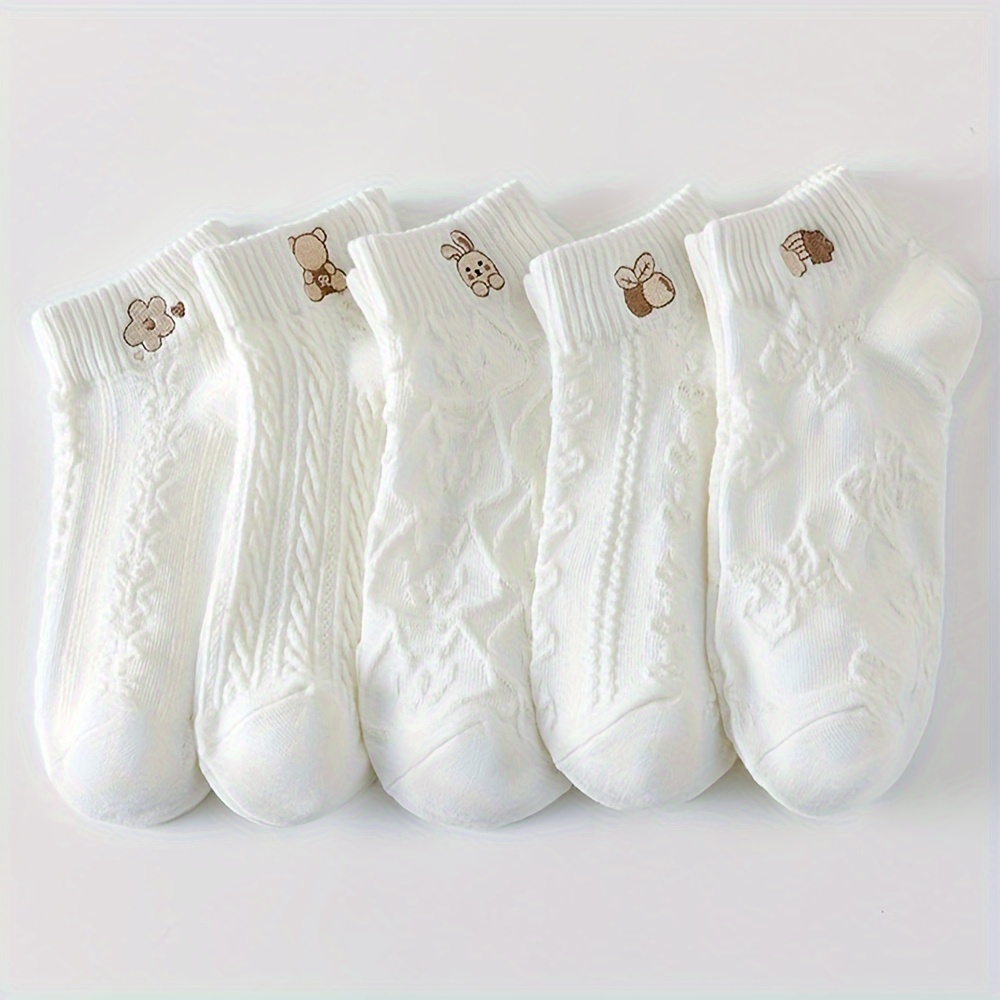 

10 Pairs Of Breathable And Comfortable Mid-calf Socks With Cute Animal Embroidery Women's Socks, Casual Socks For Daily Wear