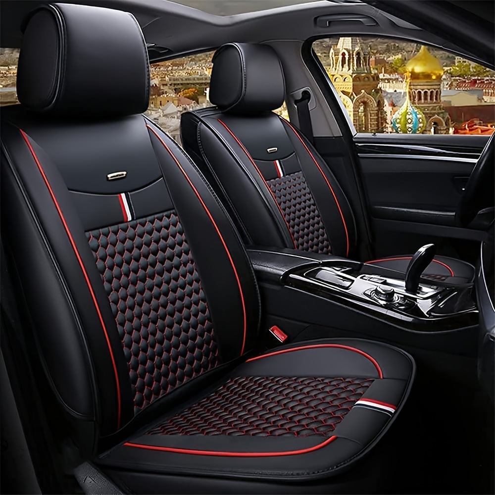 Image of High Quality -seater Car Seat Cover - Universal Fit, Suitable For , Made Of Faux Leather Material And Filled With Sponge, , Suitable For Suv And Most Models, Black And Red