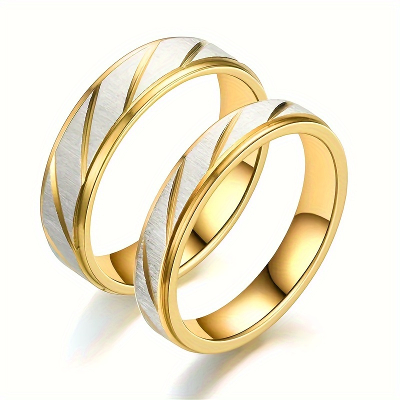 2pc Romantic Interlocking Band Rings Set, 14K Plated