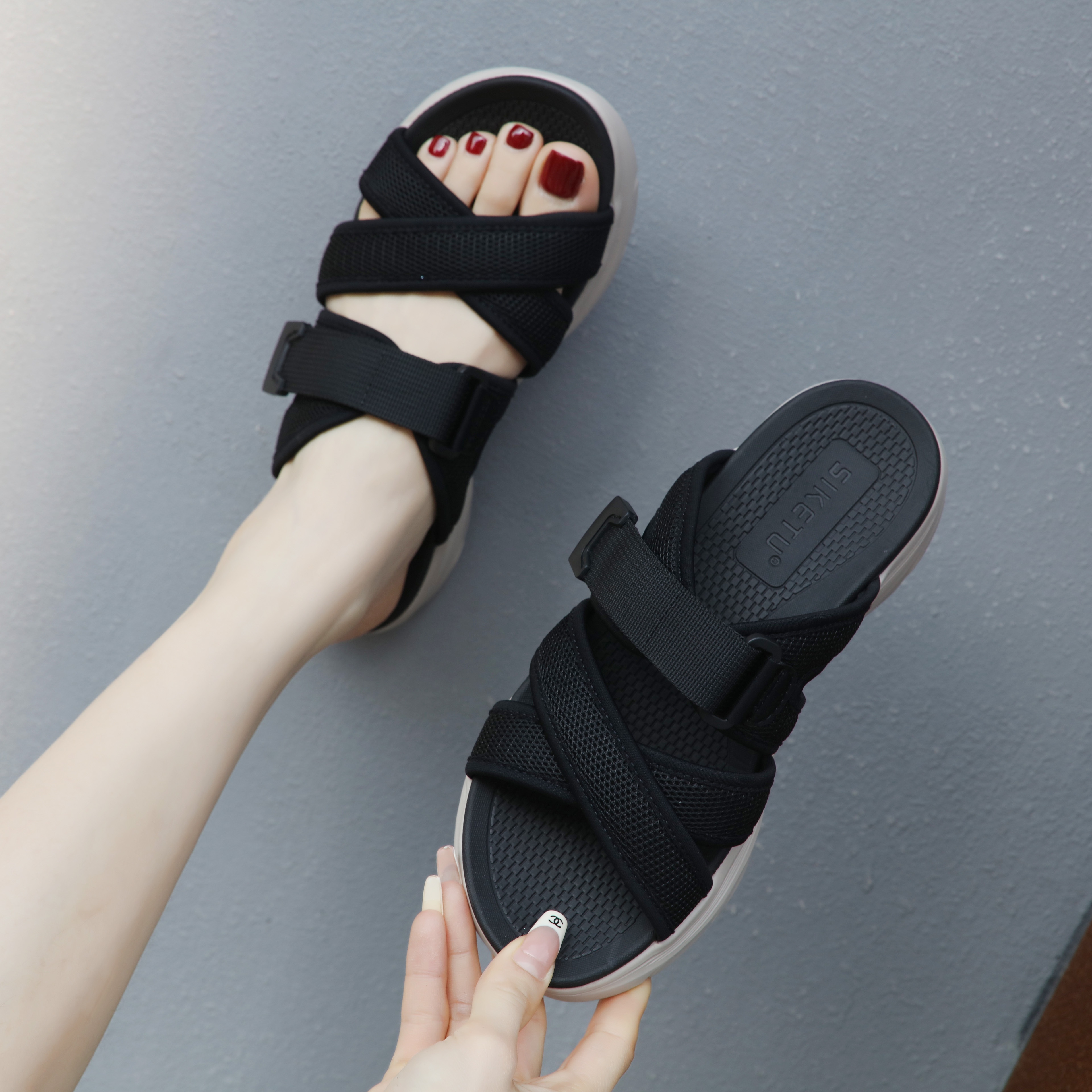 womens summer beach slides casual open toe platform sandals with   ankle strap and comfortable eva insole   vacation and outdoor activities beach footwear platform heel sandals fabric upper sandals beach accessorie Product details 9