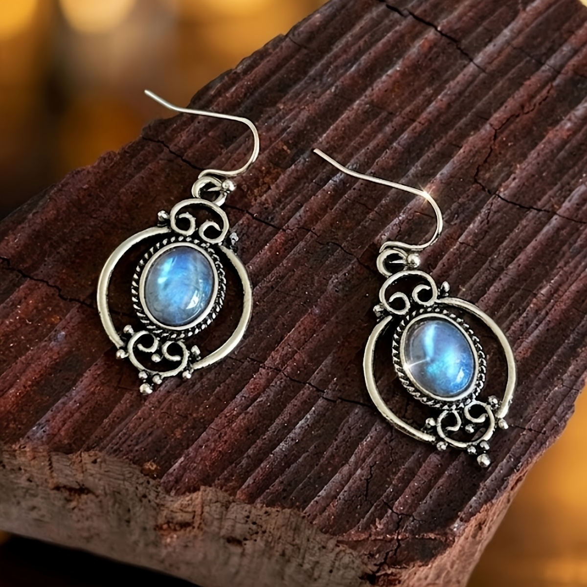 TEMU 1 Pair Style Hollow Geometric Oval Resin Pendant Earrings, , Suitable For Women' And Parties