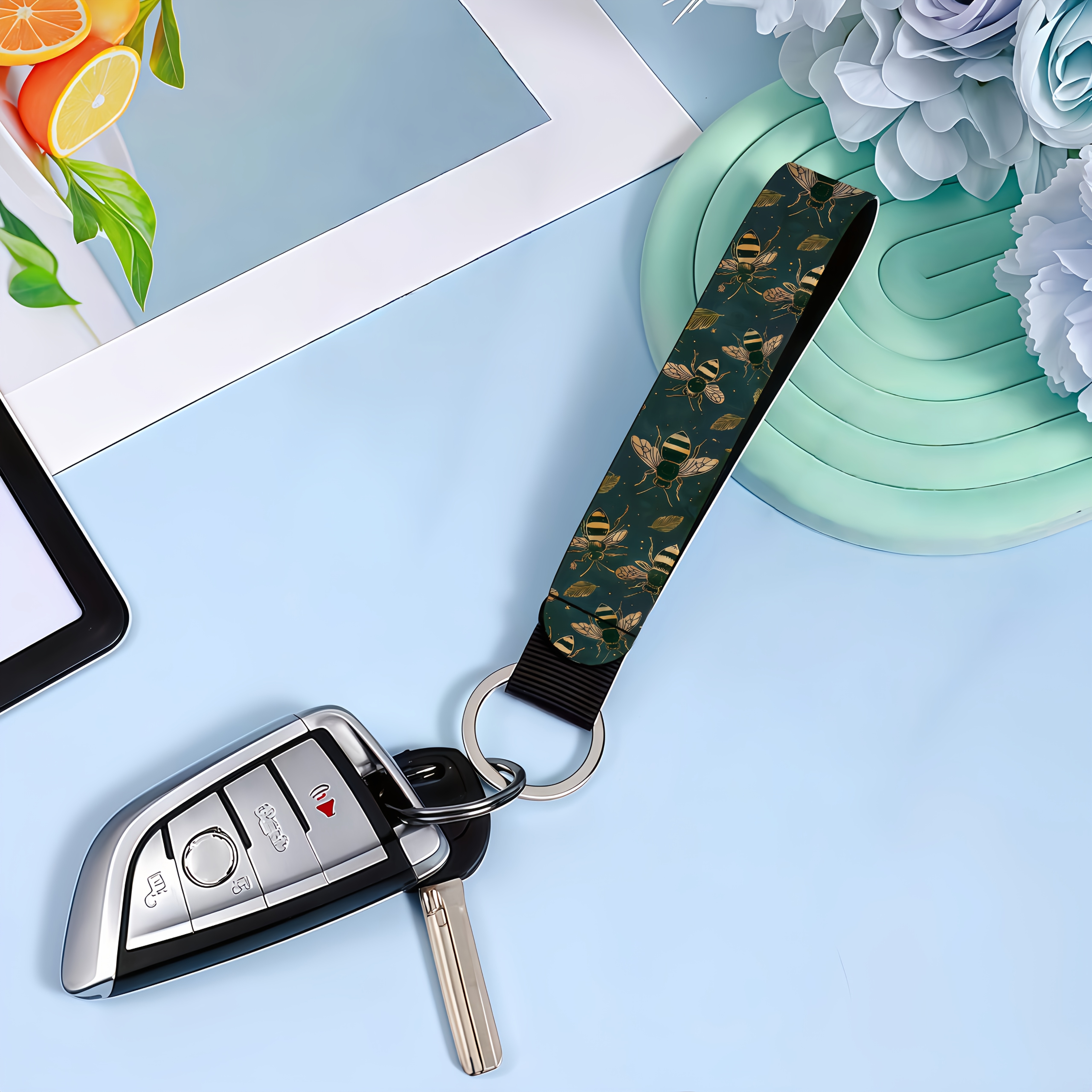 E-shop Bienen-Schlüsselanhänger Auto- Auto-Schlüsselanhänger Unisex Kleines Geschenk Neopren-Druck Weicher Schlüsselring