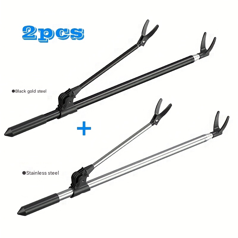 TEMU 2pcs Set 2.1-meter Stainless Steel Thickened Telescopic Fishing Rod Bracket, Fishing Rod Bracket, Fishing Rod Bracket, Fishing Gear