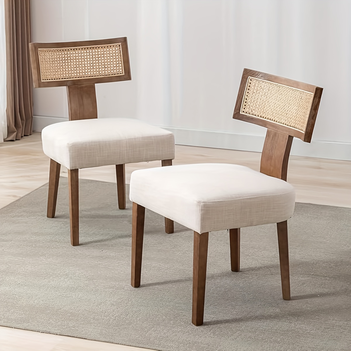 TEMU Wahson Dining Chairs 2pcs Linen Upholstered Retro Rustic Kitchen Chairs With Wood Frame For Living Room Restaurant