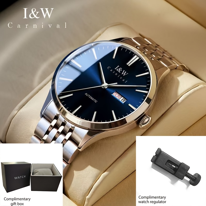 [i&w Carnival] Luxury Automatic Self-winding Mechanical Watch, Ultra-thin Men's Waterproof , Synthetic Sapphire Business Wristwatch, Holiday Gift