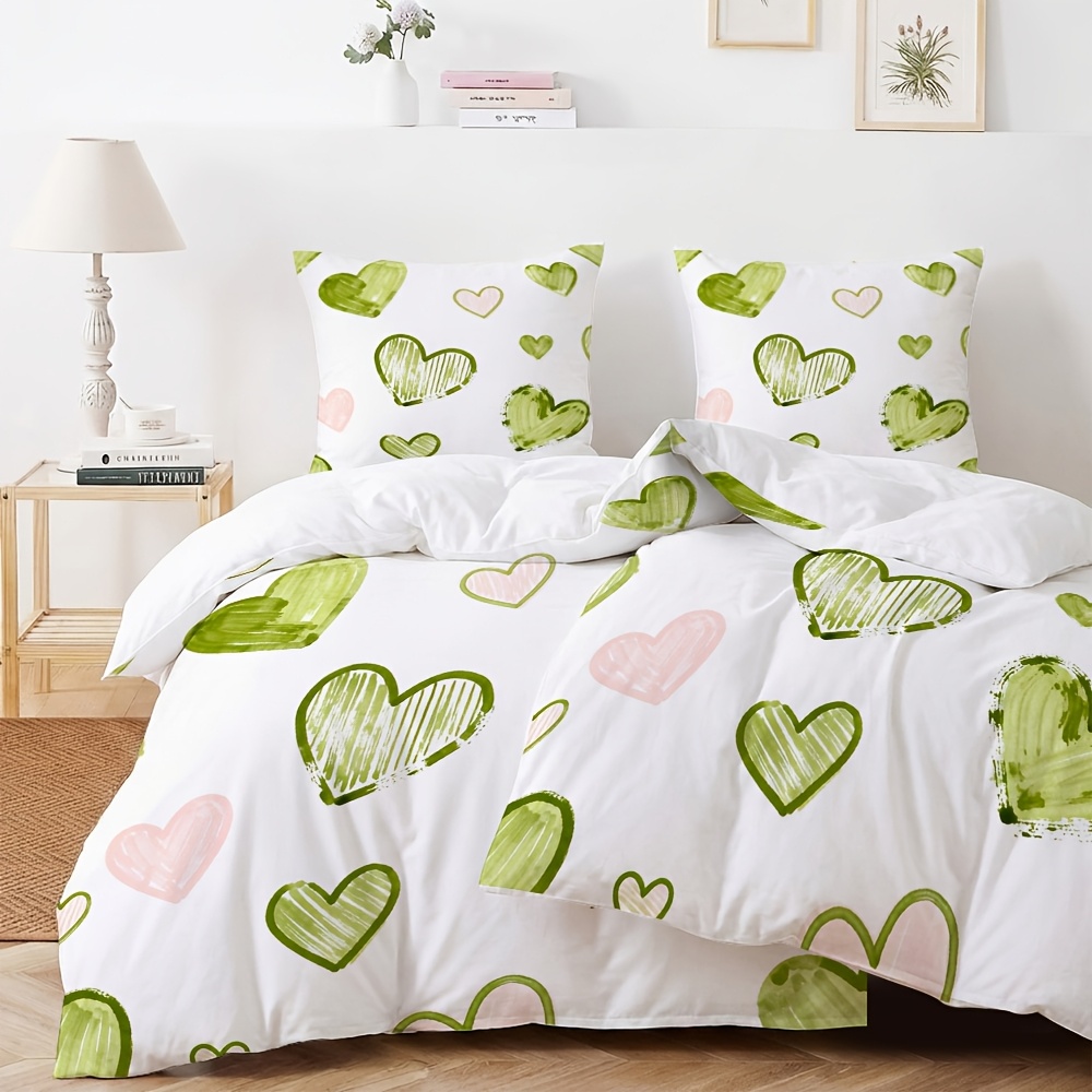 TEMU Mokalala Size 4pcs Romantic Heart Pattern Duvet Cover Set For Bed Bedding With 2 Duvet Covers And 2 Pillowcases (" X ") For All Ages Genders