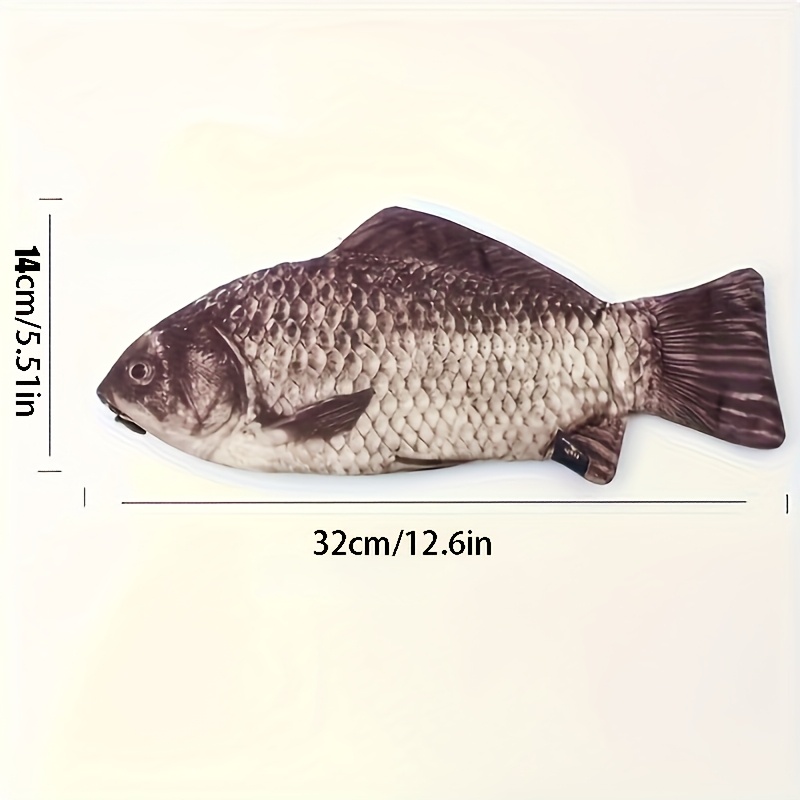 TEMU Realistic Carp-shaped Pencil Case - Large Capacity Polyester Stationery Box, Portable Student Organizer (1pc)