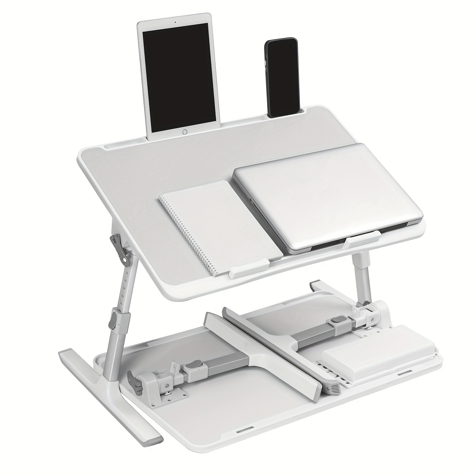 TEMU Multifunctional Foldable Laptop Desk, Height And Angle Adjustable, Laptop Table And Tablet Table And Desk For Bed/sofa/couch/floor With Drawers