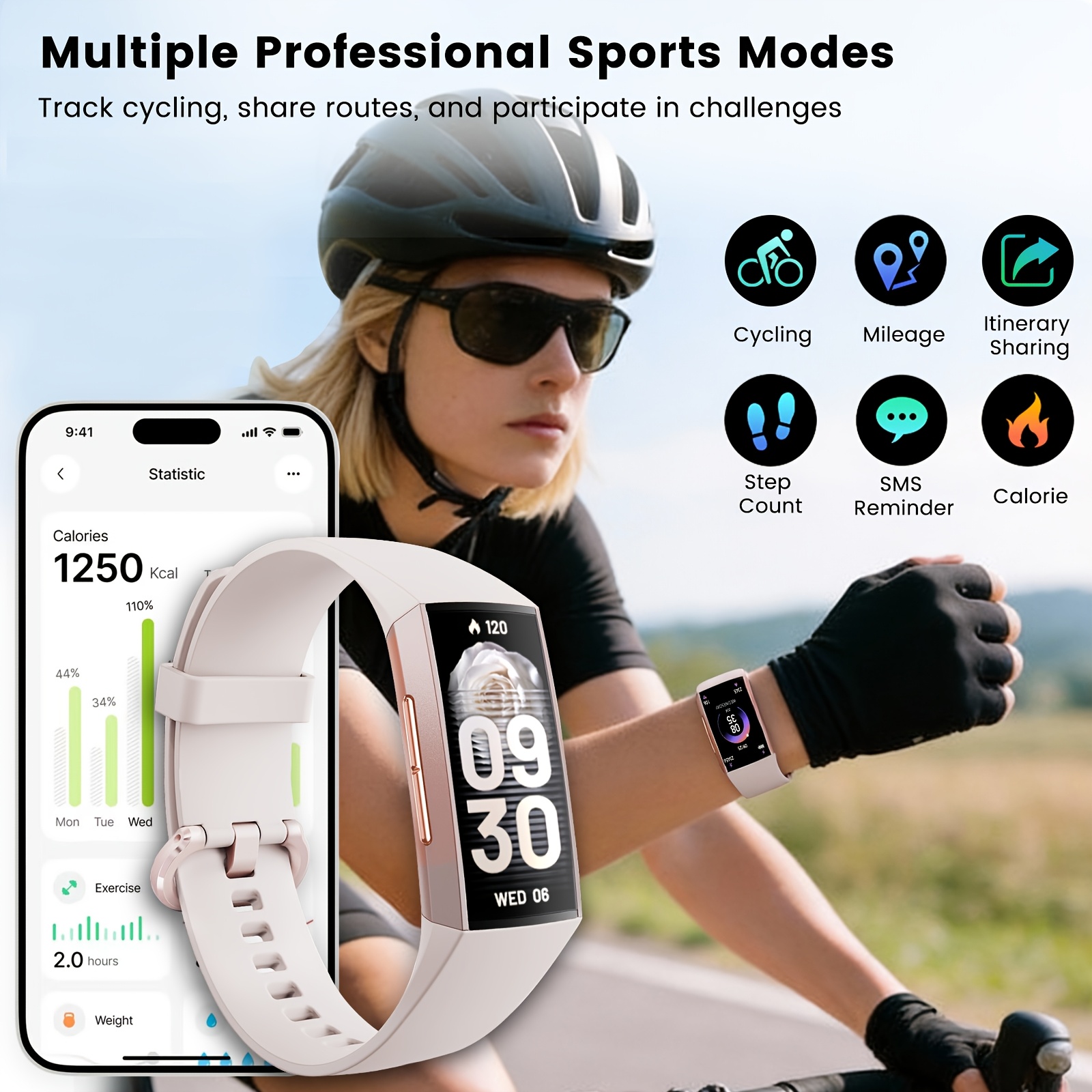 Fitness Tracker with Sleep Monitoring Functionality; Activity Tracker Featuring 1.1-Inch AMOLED Touchscreen Color Display; Multiple Sports Modes; Pedometer; Suitable for Men And Women, Multiple Strap Colors Available