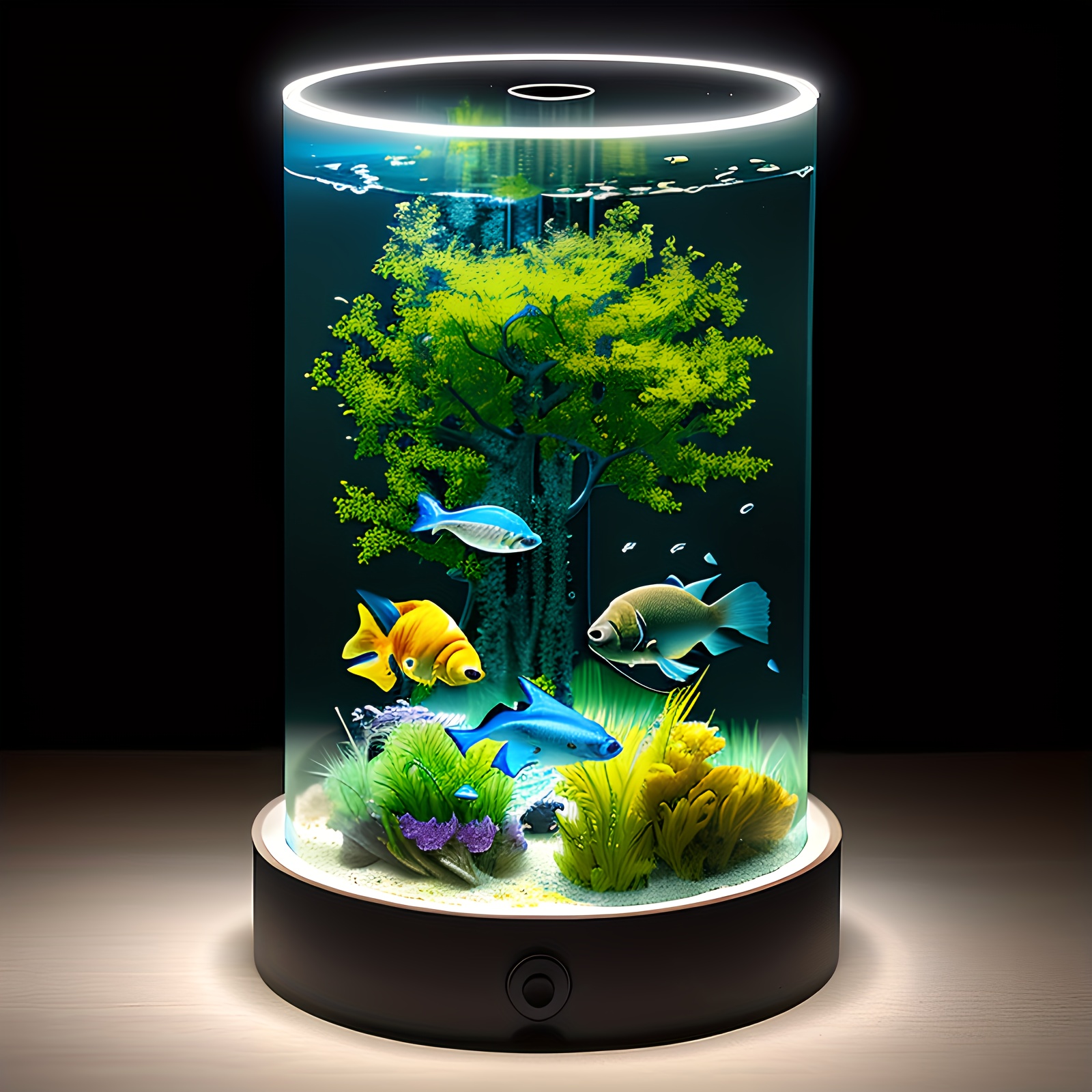 Fish Bowl Desktop Creative Mini Glass Round Aquarium Home Living Room  Office Filter LED Light Fish Tank Goldfish Bowl Fish Tank (Size : M) :  : Pet Supplies