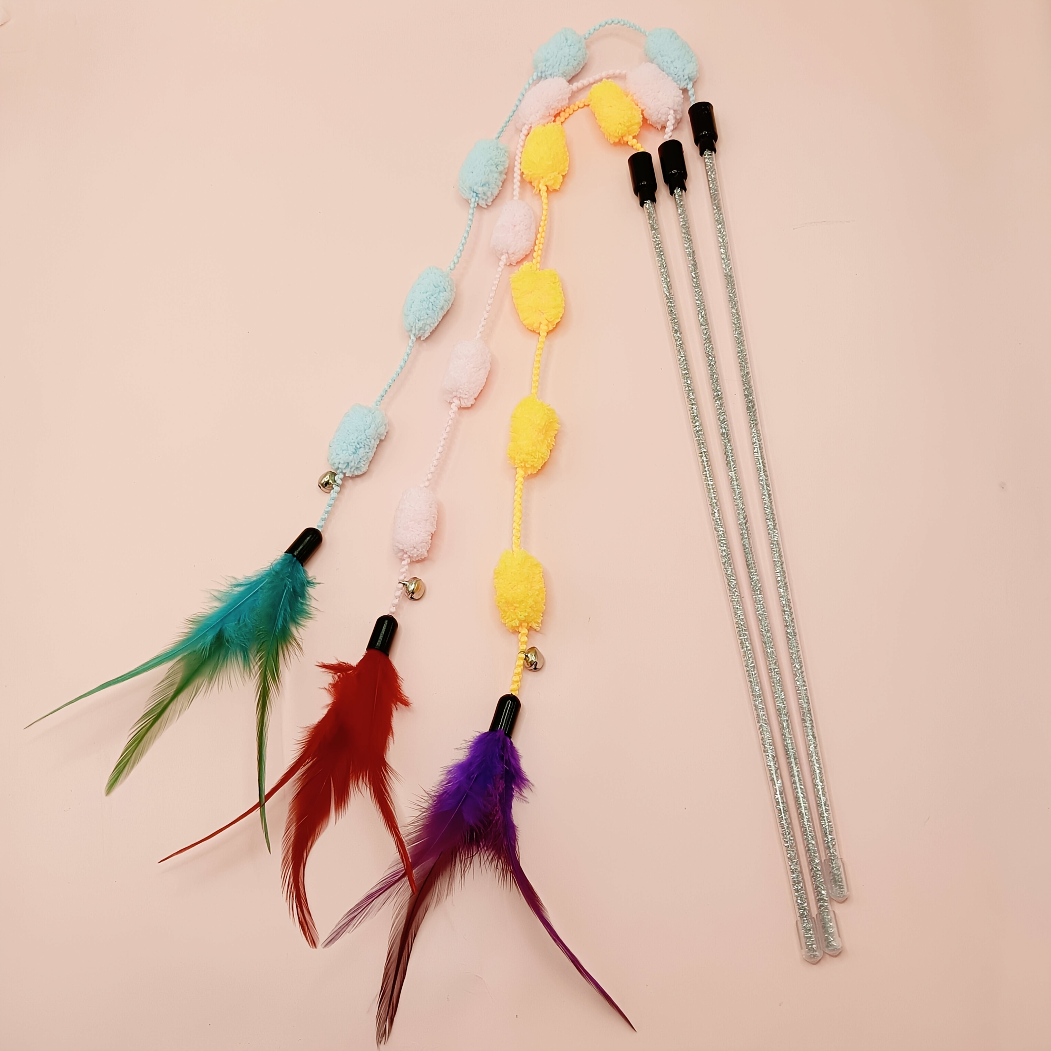 Image of 3pcs Interactive Cat Toys - Durable, Realistic Fur Feathers, Artificial Fiber Materials, All Breeds And Sizes Of Indoor Cats, Entertainment Colorful Toys, Cat Toys, No Batteries